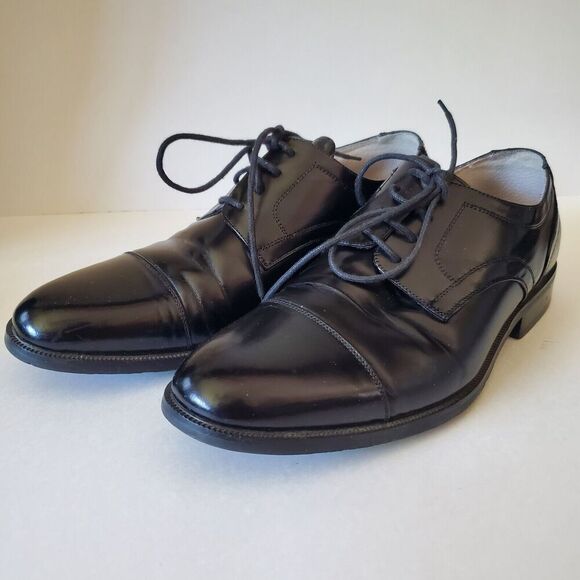 GIORGIO VENTURI‎ Black Men's Leather Cap Toe Oxford Shoes SZ 9 M Dress Payless - Picture 8 of 16